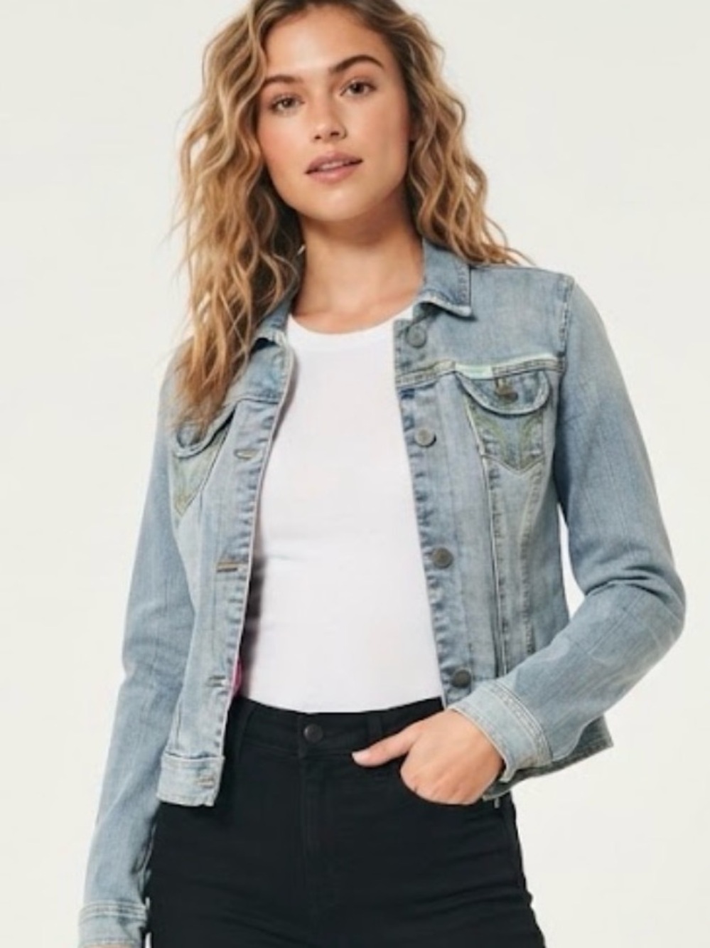 Hollister Co. Vintage Light Wash Denim Jean Jacket Size Medium Y2K